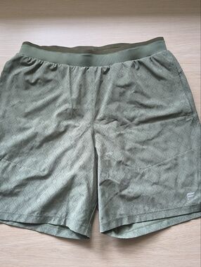 Fabletics Men's Sage Green Athletic Shorts with Subtle Geometric Print